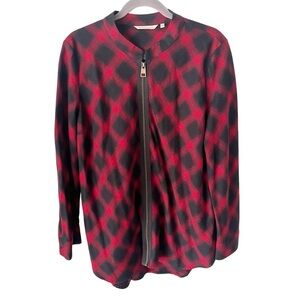 Soft Surroundings Top Women's XL Manchester Tunic Zip Front Buffalo Plaid 2BT40